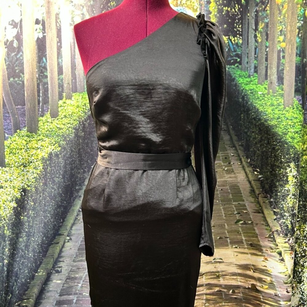 Aakaa Black One Shoulder Above the Knee Dress Size XS